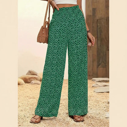Pantalón ancho Mujer Tiro alto Cintura fruncida