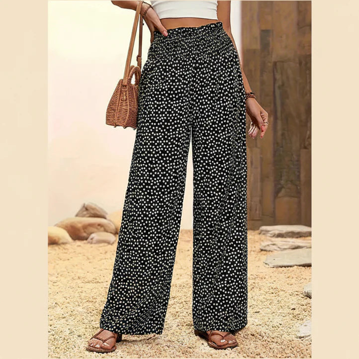 Pantalón ancho Mujer Tiro alto Cintura fruncida - Mavetta