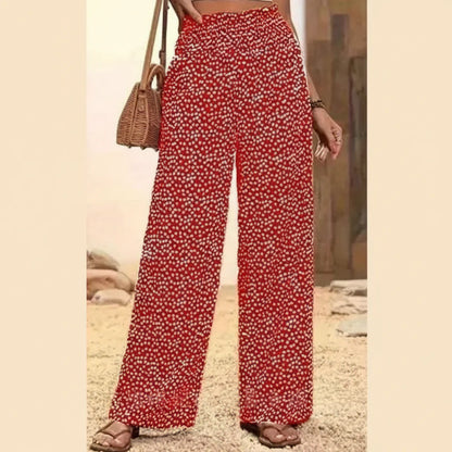 Pantalón ancho Mujer Tiro alto Cintura fruncida