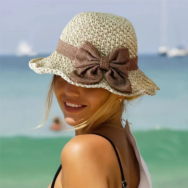 Sombrero Mujer de Paja con Lazo Estilo Retro