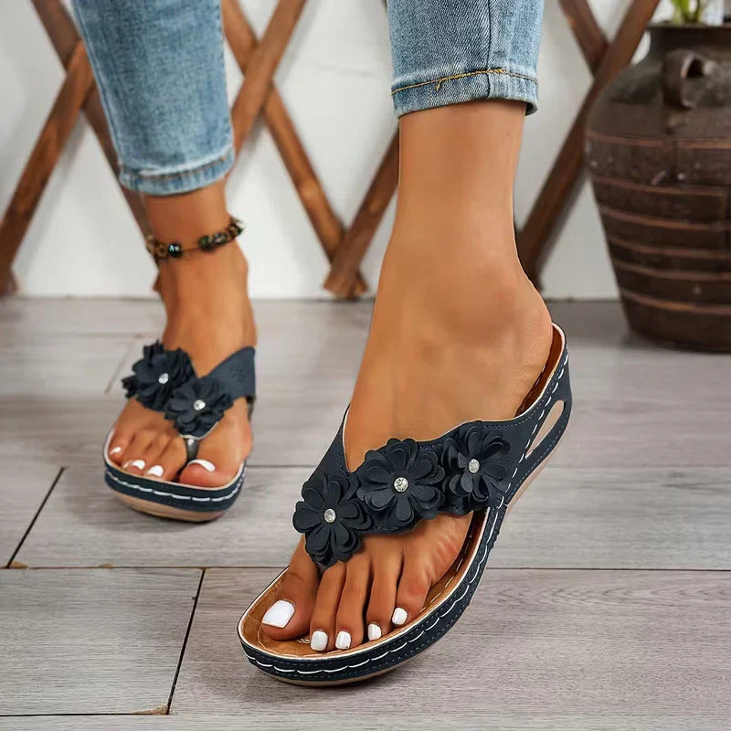 Sandalias Mujer de Tiras Cuña Floral - Mavetta