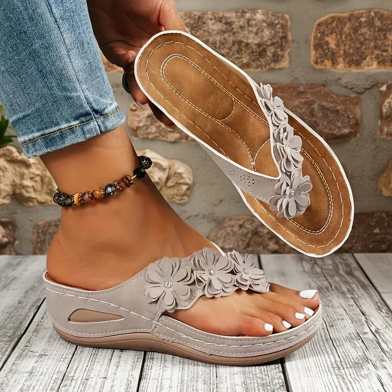 Sandalias Mujer de Tiras Cuña Floral