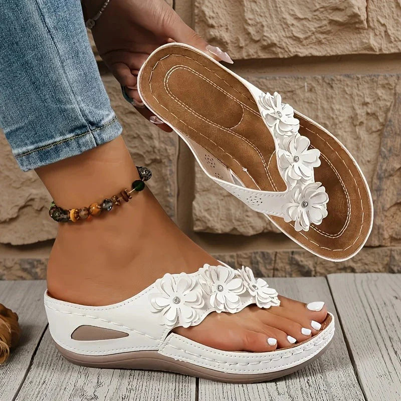 Sandalias Mujer de Tiras Cuña Floral