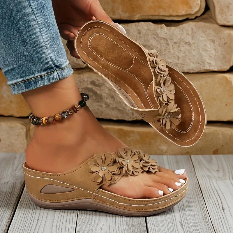 Sandalias Mujer de Tiras Cuña Floral