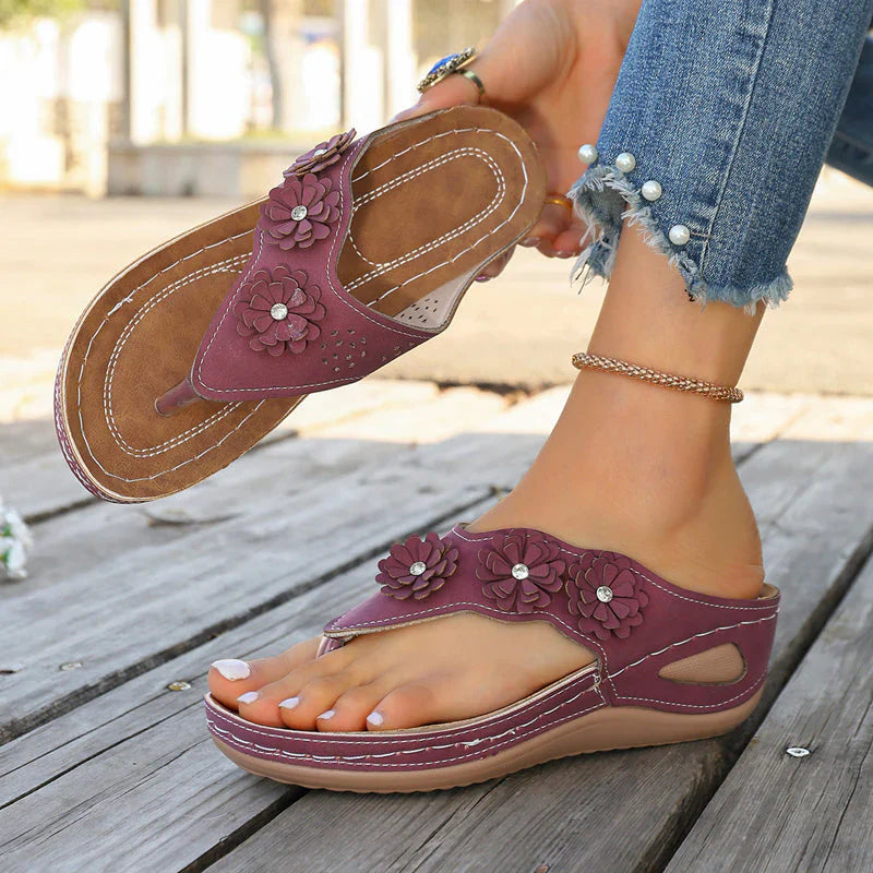 Sandalias Mujer de Tiras Cuña Floral