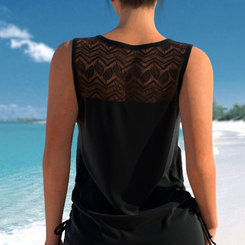 Tankini mujer de dos piezas escote en V estampado geométrico