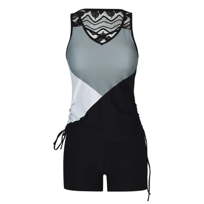 Tankini mujer de dos piezas escote en V estampado geométrico