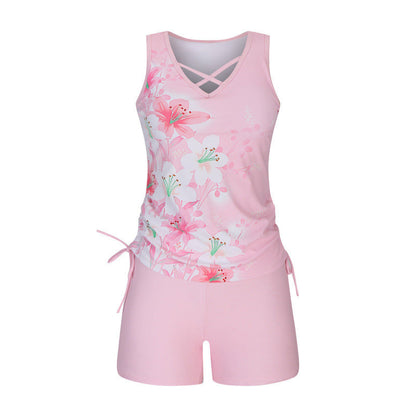 Tankini mujer de dos piezas escote en V estampado geométrico