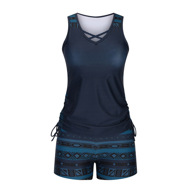 Tankini mujer de dos piezas escote en V estampado geométrico