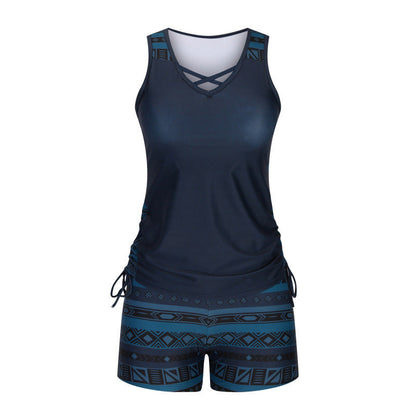 Tankini mujer de dos piezas escote en V estampado geométrico