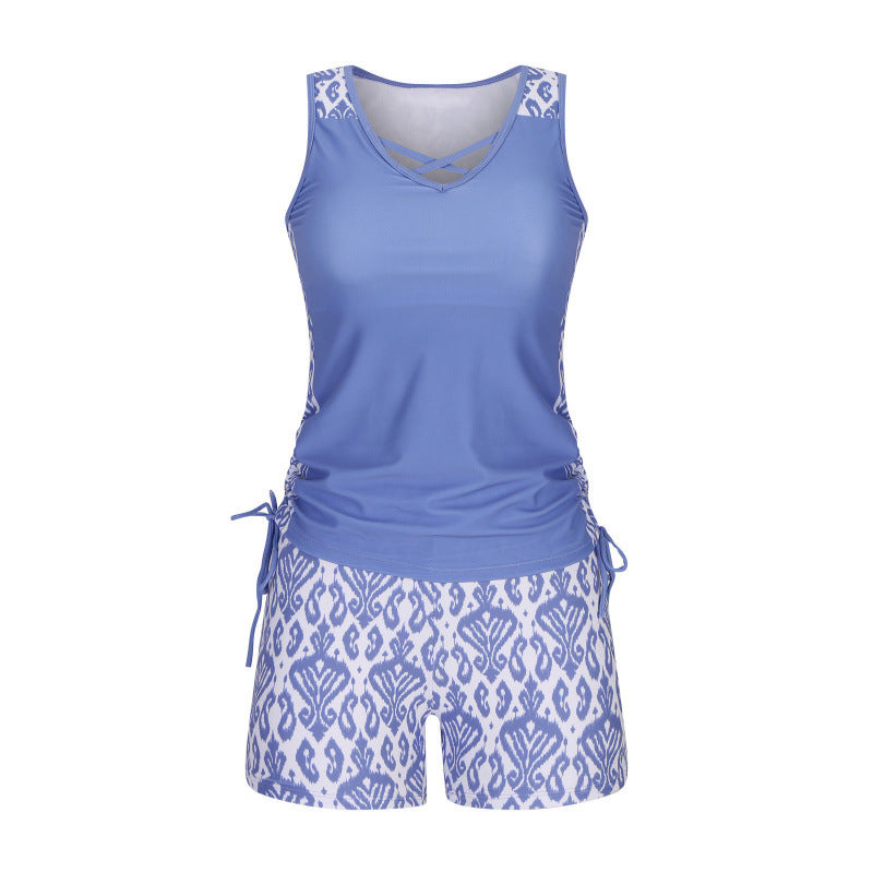 Tankini mujer de dos piezas escote en V estampado geométrico