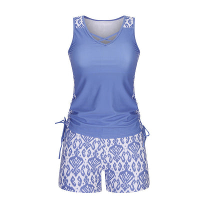 Tankini mujer de dos piezas escote en V estampado geométrico