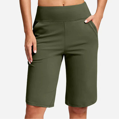 Pantalones cortos yoga Mujer cintura alta bolsillos