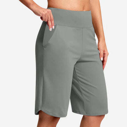 Pantalones cortos yoga Mujer cintura alta bolsillos