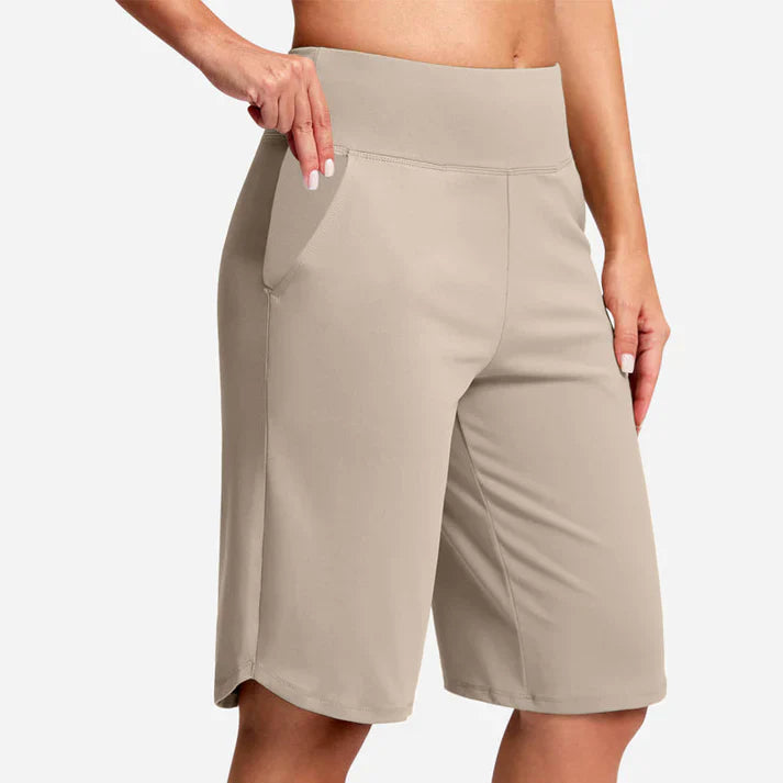 Pantalones cortos yoga Mujer cintura alta bolsillos