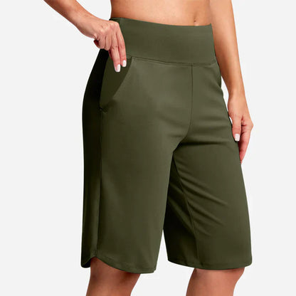 Pantalones cortos yoga Mujer cintura alta bolsillos