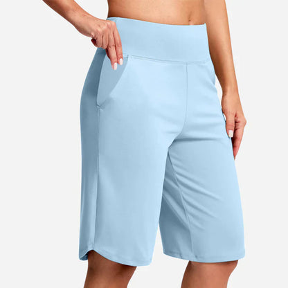 Pantalones cortos yoga Mujer cintura alta bolsillos