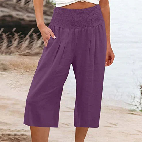 Pantalones Capri Mujer Ligeros Cintura Elástica