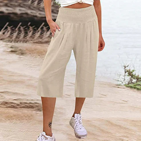 Pantalones Capri Mujer Ligeros Cintura Elástica