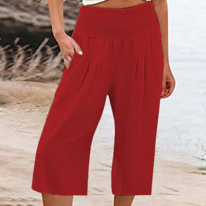 Pantalones Capri Mujer Ligeros Cintura Elástica