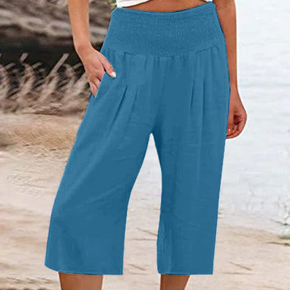 Pantalones Capri Mujer Ligeros Cintura Elástica