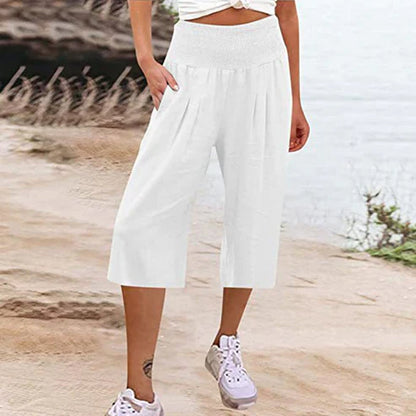 Pantalones Capri Mujer Ligeros Cintura Elástica
