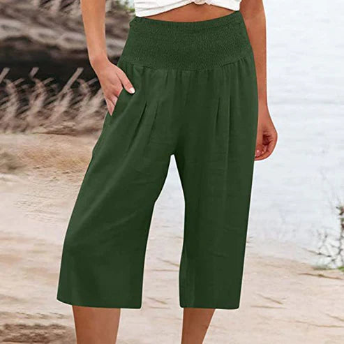 Pantalones Capri Mujer Ligeros Cintura Elástica