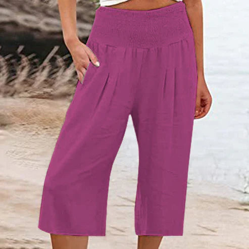 Pantalones Capri Mujer Ligeros Cintura Elástica