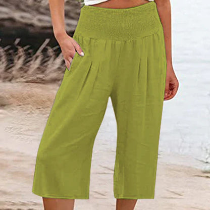 Pantalones Capri Mujer Ligeros Cintura Elástica