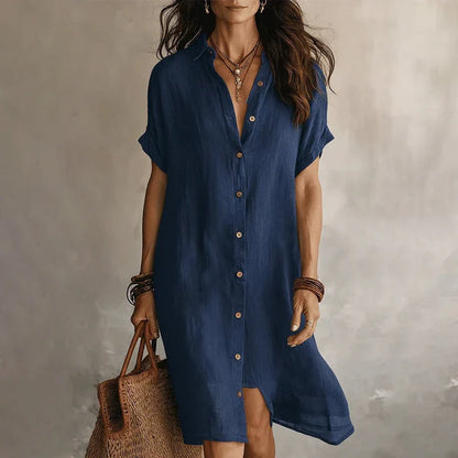 Vestido camisero mujer manga corta elegante