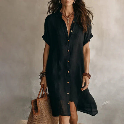 Vestido camisero mujer de manga corta