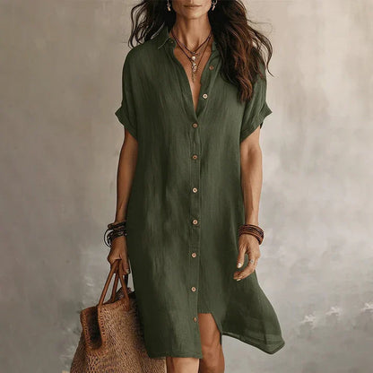 Vestido camisero mujer de manga corta