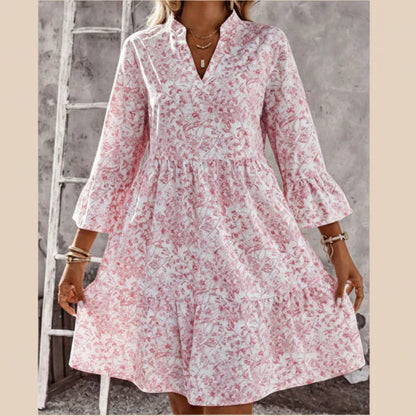 Vestido Mujer con Escote en V y Estampado