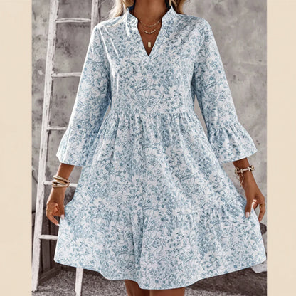 Vestido Mujer con Escote en V y Estampado