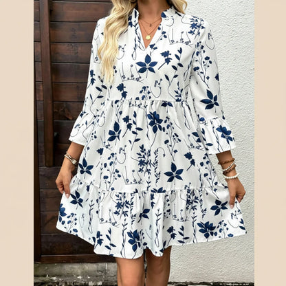 Vestido Mujer con Escote en V y Estampado