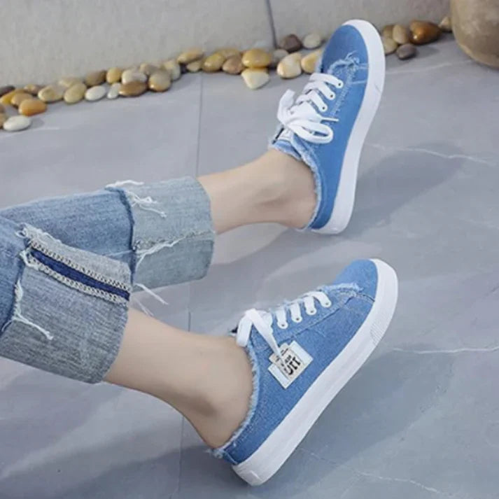 Zapatillas Mule Mujer Denim Suela Cómoda