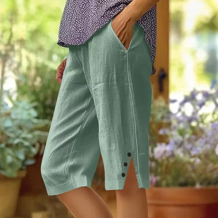 Pantalón Capri Mujer Liso con Bolsillos Laterales