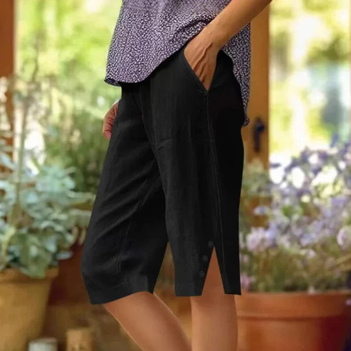 Pantalón Capri Mujer Liso con Bolsillos Laterales