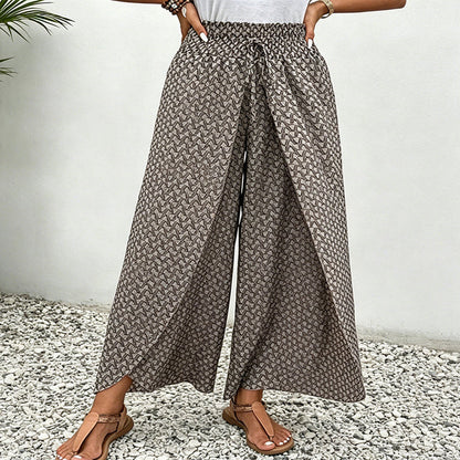Pantalón Mujer Fluido Estampado Cordón Ajustable
