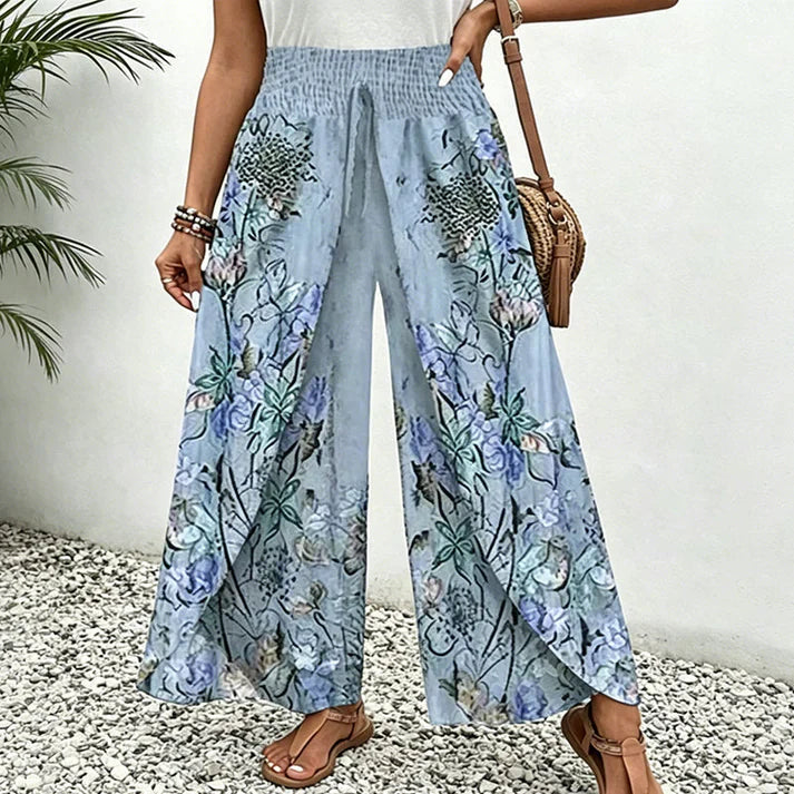 Pantalón Mujer Fluido Estampado Cordón Ajustable