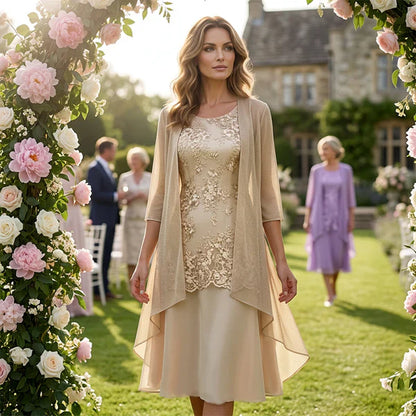 Conjunto mujer vestido y chaqueta elegante
