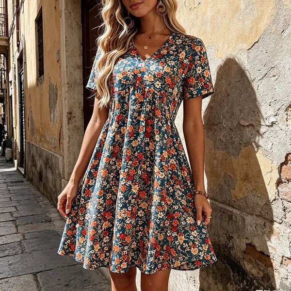 Vestido Verano Mujer Floral Escote en V