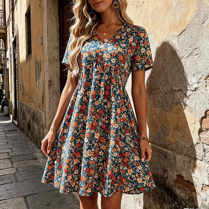 Vestido Verano Mujer Floral Escote en V