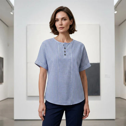Blusa Mujer de Rayas Estilo Francés Ajuste Clásico