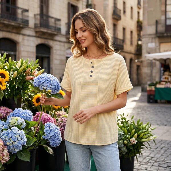 Blusa Mujer de Rayas Estilo Francés Ajuste Clásico