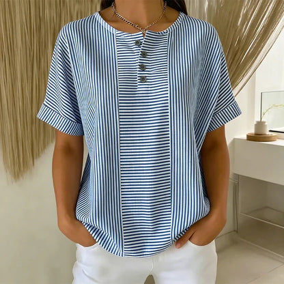 Blusa Mujer de Rayas Estilo Francés Ajuste Clásico