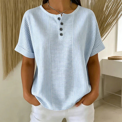 Blusa Mujer de Rayas Estilo Francés Ajuste Clásico