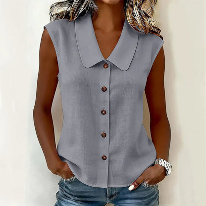 Blusa Mujer con Escote en V y Botones