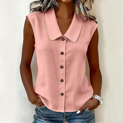 Blusa Mujer con Escote en V y Botones