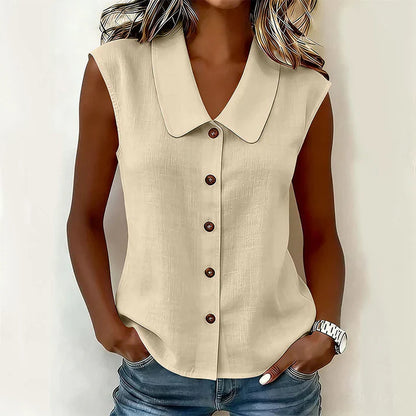 Blusa Mujer con Escote en V y Botones
